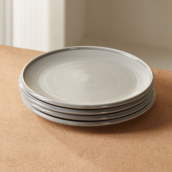 Dinerborden set van 4 (Ø21,8cm / 8,5inch), Bordenset, Ontbijtborden, Dessertborden, serviesset 4 persoons, Geschikt voor restaurants, Horeca, Feest, familiefeesten, banketten en picknicks, Magnetron-vaatwasserbestendig, Keramiek