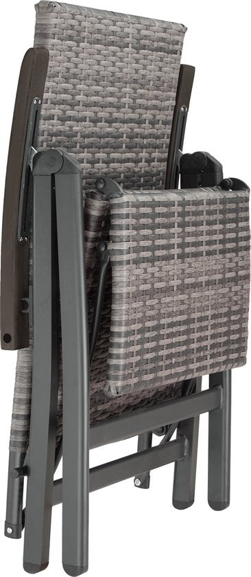 Tectake Tuinstoel - Opklapbaar - Incl Aluminium Frame en Voetsteun - Grijs