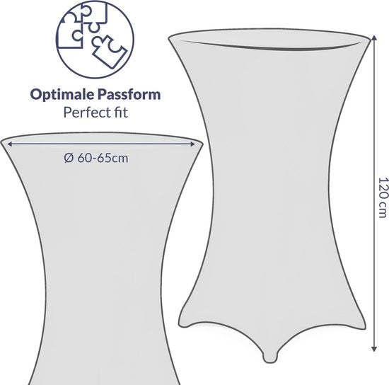 Statafelrok – 5 Stuks Ø 60-65cm Stretch - Zwart