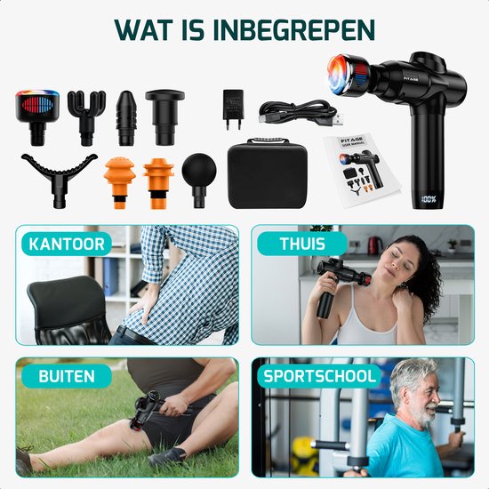 FITAGE Infrarood Massage Gun Professioneel - Warm & Koud Massage Apparaat - Massageapparaat Massagegun - Massage Pistool - Zwart