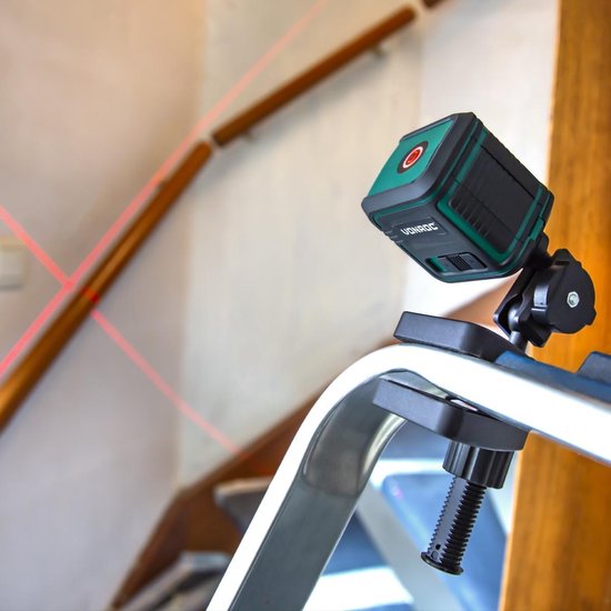 VONROC Kruislijnlaser – Rood – Zelfnivellerend – 10 meter – Incl. bevestigingsbeugel, opbergtas