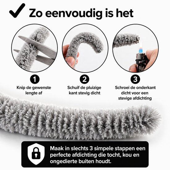 Brixy Vliegengordijn - Kattenstaart - 90x200cm - 2cm Dikke Strengen - Grijs