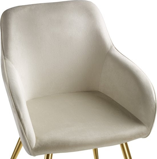 tectake® - Stoel Marilyn fluweellook - creme/goud - 404623