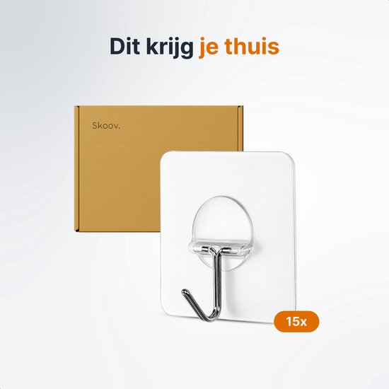 Skoov Zelfklevende haakjes - 15 stuks -Plak spijker - Ophang haken - Schilderij - Systeem - Sleutel - Klevende - Transparant