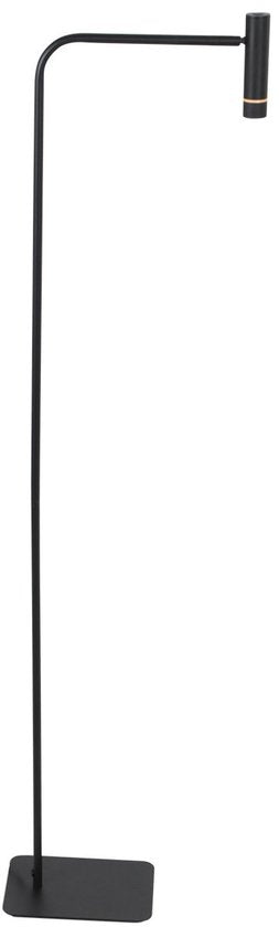 Vloerlamp Steinhauer Volari 4710ZW Zwarte kunststof en metalen lamp 120cm hoog, dim-to-warm LED met draaibare en kantelbare kop voor binnengebruik