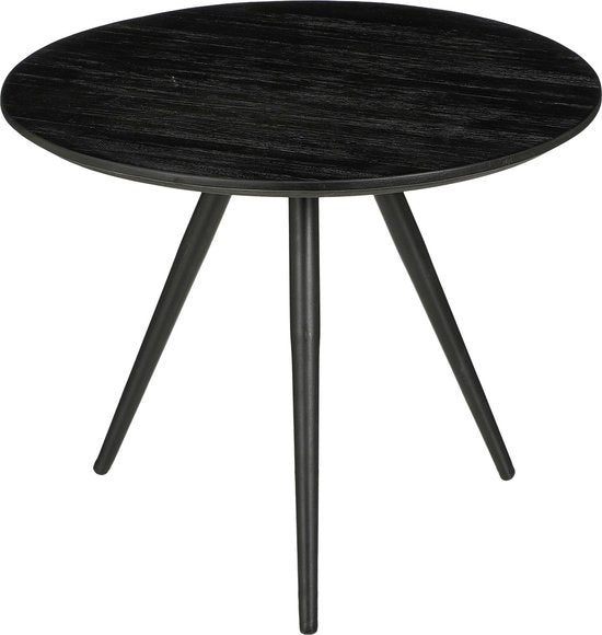Mica Decorations Jailey Bijzettafel - Set van 2 - H49 x Ø50 cm - Gerecycled Hout - Zwart