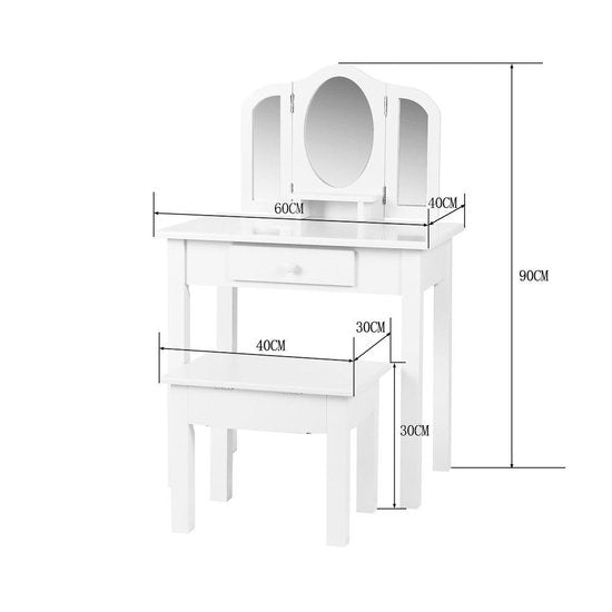 VDD - opmaaktafel met spiegels - 40x60x90 cm - Kleur: Wit