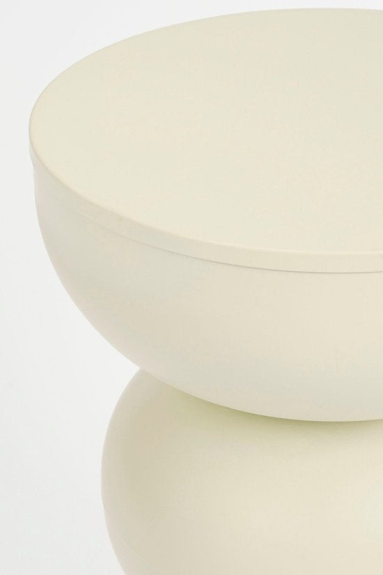 Mica Decorations Luna Bijzettafel - Bijzettafel Rond H46 x Ø32 cm - IJzeren Tafeltje voor Slaapkamer of Woonkamer - Nachtkastje of Plantentafeltje - Off White