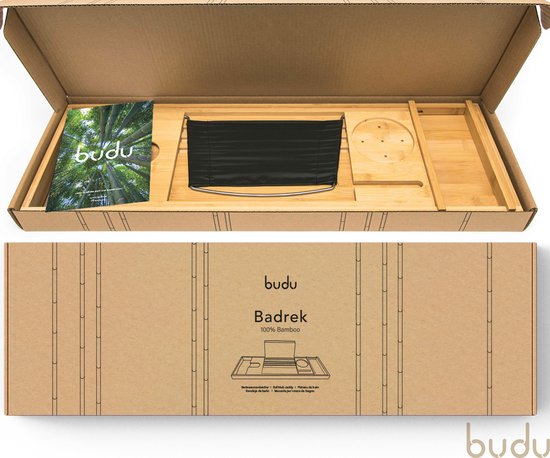 Budu Badplank Bamboe - Badplank hout - Badplank voor in bad - Verstelbaar / Uitschuifbaar - Badrekje - Bamboe badrek - 70-105 cm