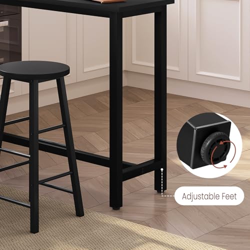 Woltu Bar Tafel Bistro Tafel - Stalen Frame en Zwart Spaanplaat Blad - 120x40x100 cm