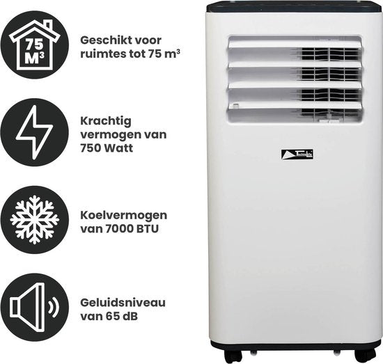 TechnoLife TL-7002 Mobiele Airco - Airconditioning - 7000 BTU - Wit/Zwart