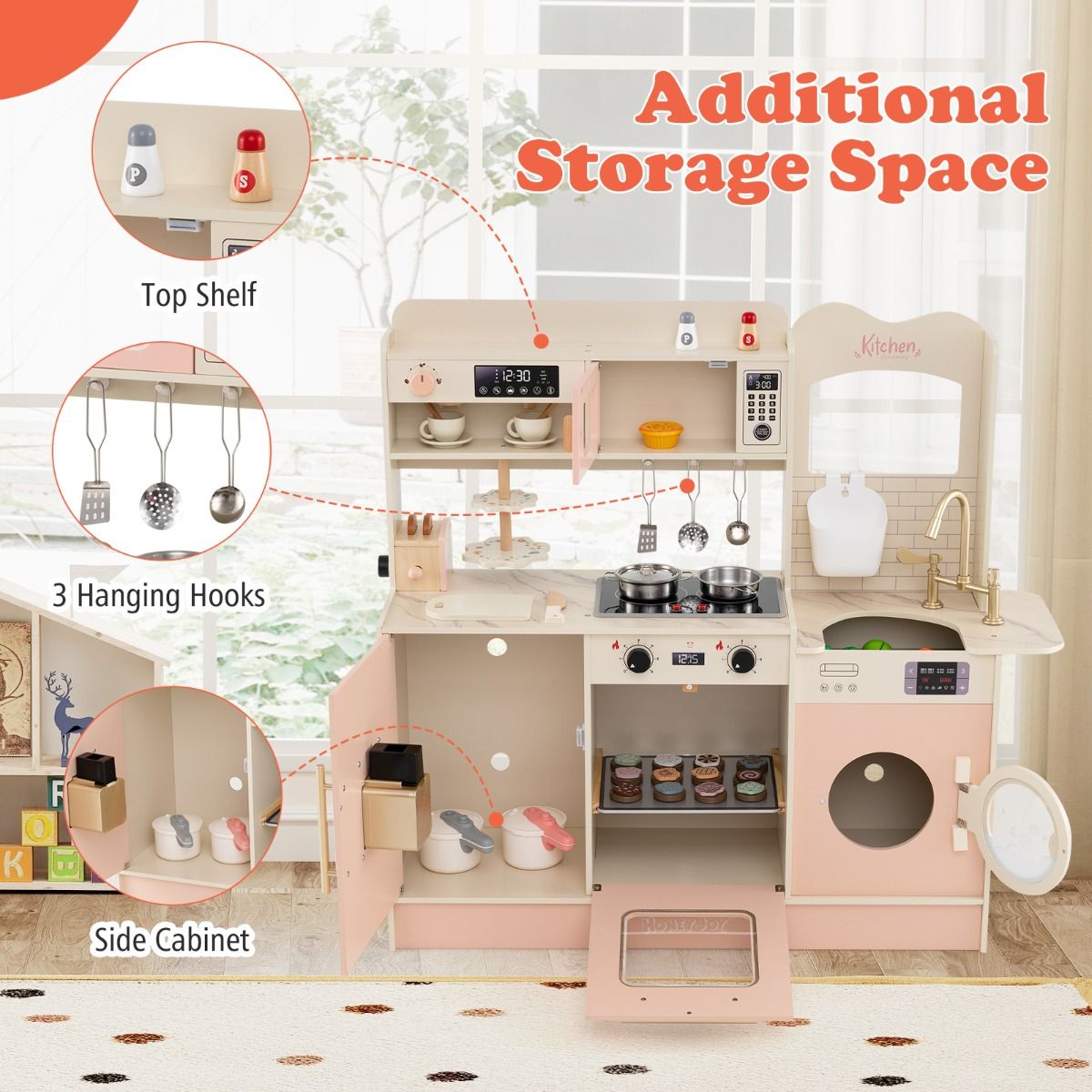 Coast Houten Speelkeuken voor Kinderen - met 25 accessoires - licht en geluid - roze