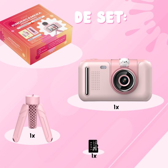 VAIVE Digitale Kindercamera Kids - Kinder vlog camera - Kinderfototoestel - Kindercamera's Digitaal - Fototoestel Kinderen