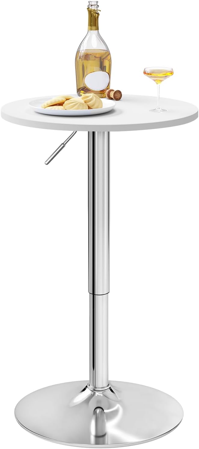 WOLTU Verstelbare Bartafel - Ø52 cm - 70-91 cm Hoog - Draaibaar - Chroomvoet Ø45 cm