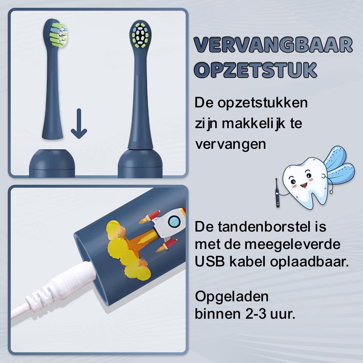 Sweet Sprout Sonische Elektrische Tandenborstel Kinderen - Baby en Peuter - Inclusief 3 opzetstukken en timer - 0 t/m 4 jaar