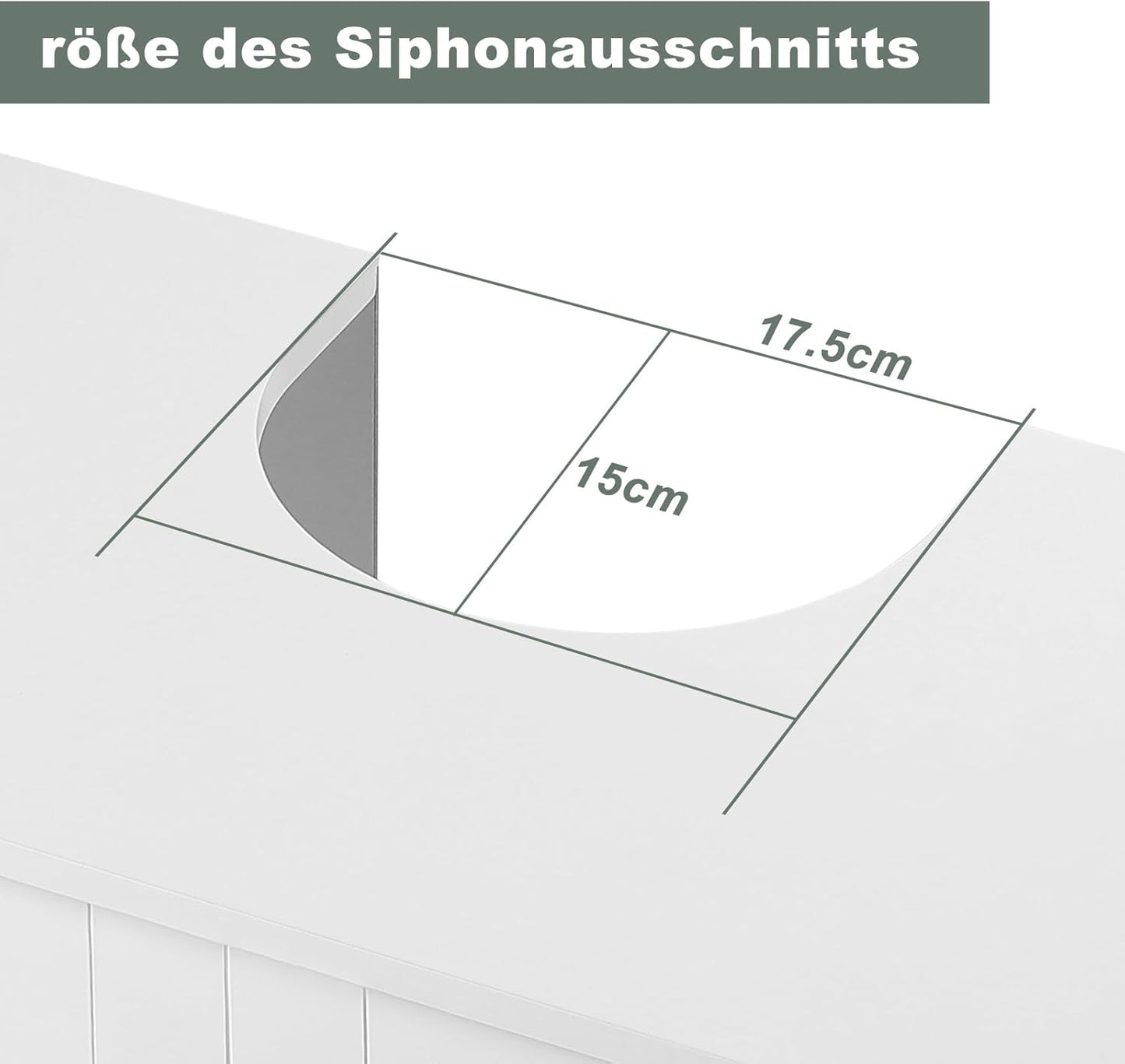 Eugad Wastafelonderkast wit - badkamerkast met deuren en verstelbare plank - 50 x 30 x 60 cm
