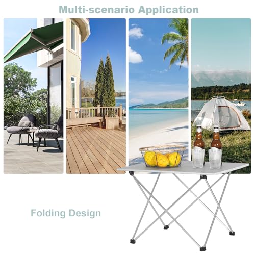 Woltu Picknicktafel Campingtafel Opvouwbaar - Aluminium Zilver - 56x46x40 cm