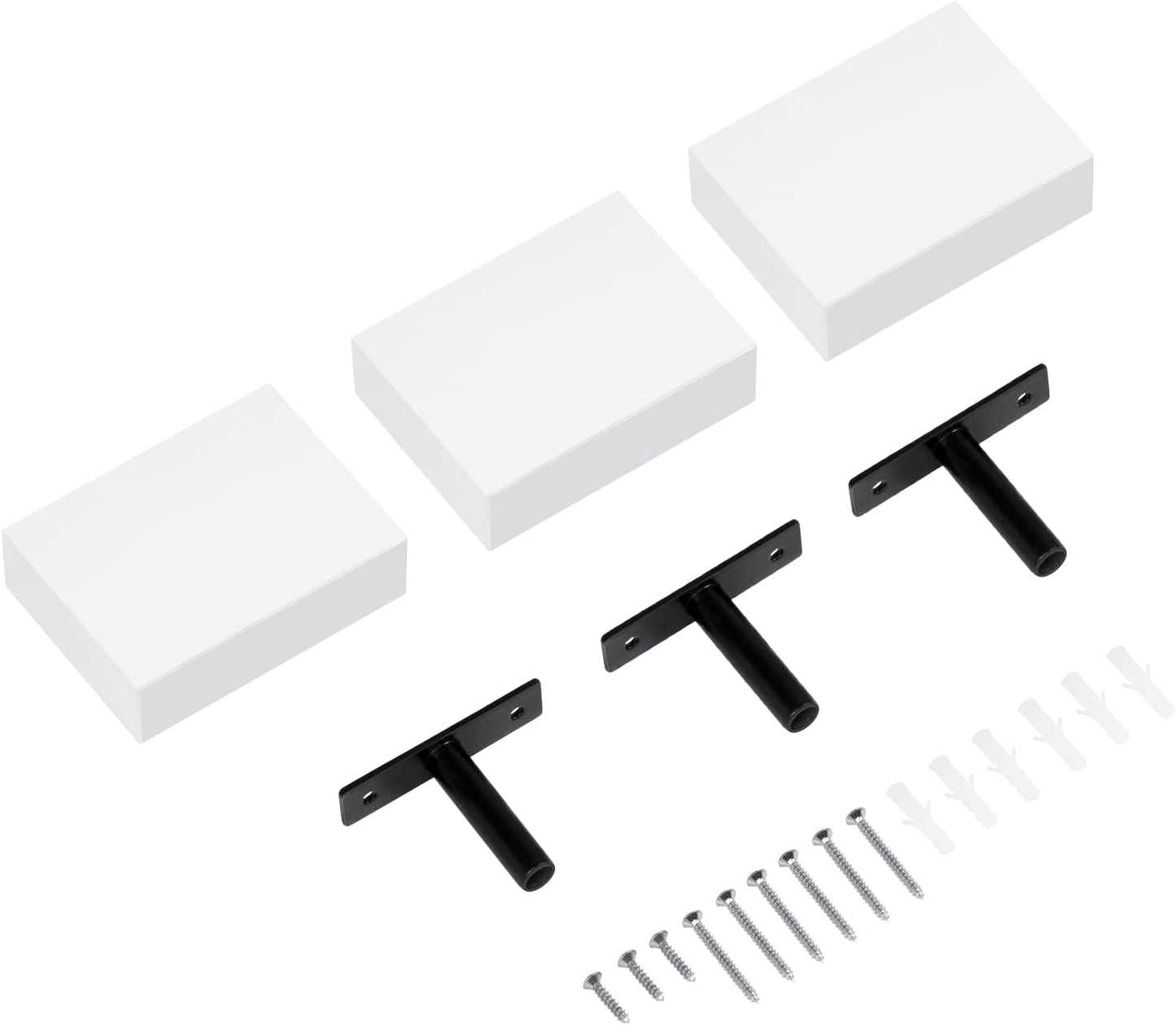 Woltu RG9498ws Wandplank - Set van 3 - Wit - 10,5 x 7,8 x 3 cm - Zwevende Planken met Verborgen Bevestiging