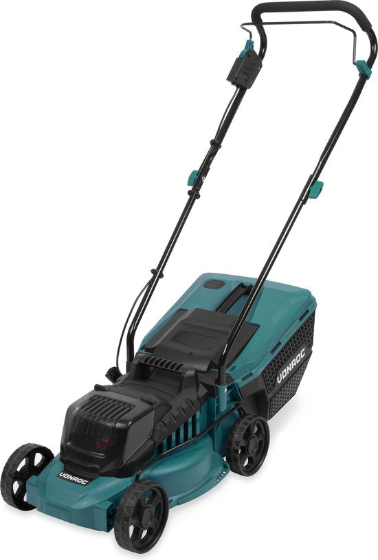 VONROC Accu Grasmaaier 40V – Brushless Motor – 33 cm Maaibreedte – Zonder accu & lader - 30L Opvangbak – 79 x 41 x 104 cm – Groen