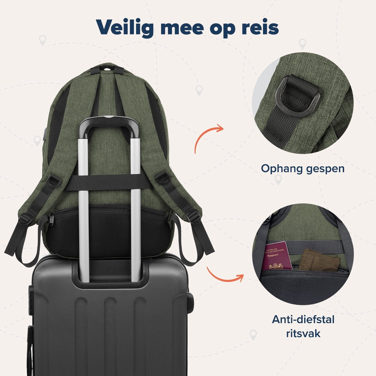 TRVLMORE Rugzak - 36L - 17,3 inch - Laptop Rugtas - Schooltas - Unisex - Spatwaterdicht Groen