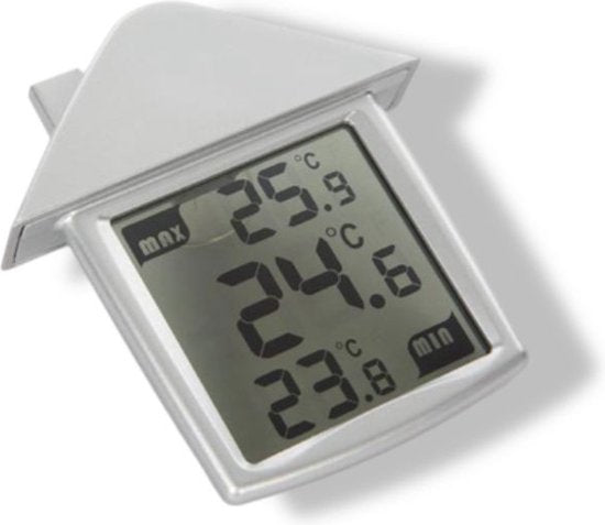 Perel Raamthermometer - digitaal - voor binnen en buiten - transparant - Wit