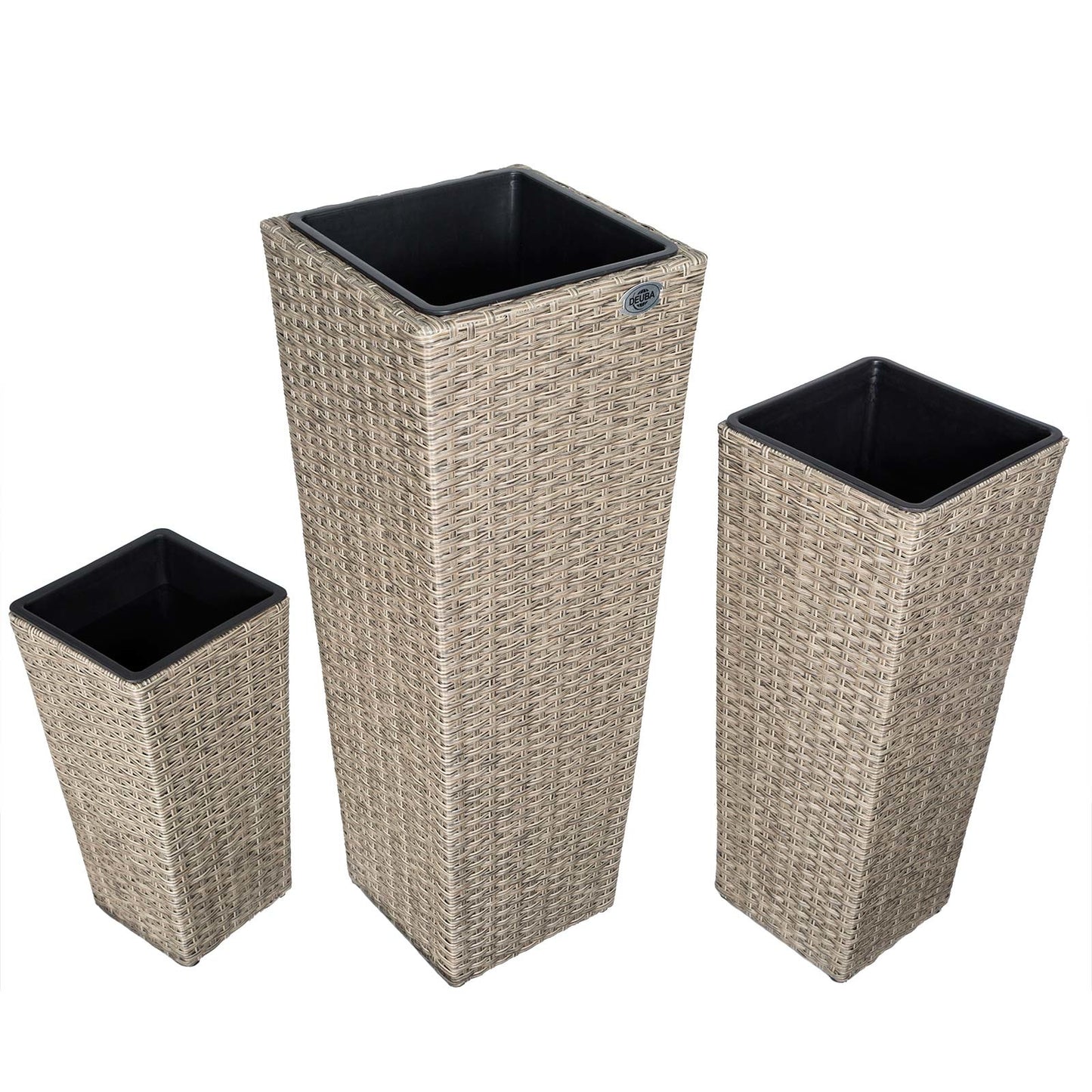 Casaria Bloempotten - Polyrattan Set van 3 Stuks - Crème