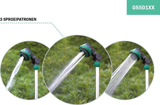 VONROC Buitendouche/Tuindouche 2 in 1 – Afneembare telescopische sproeilans – Instelbare hoogte 147 – 190cm en 180° verstelbare douchekop