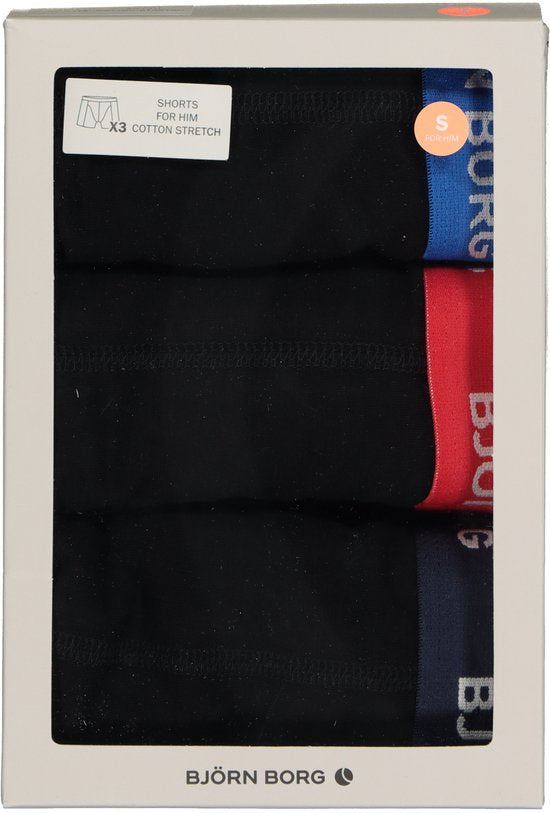 Björn Borg - Heren Onderbroeken 3-Pack Boxers Contrast Solids - Zwart - Maat XXL
