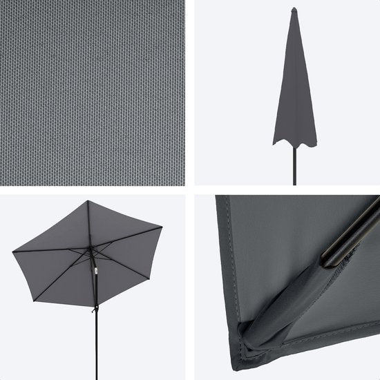 LifeGoods Parasol - Ø270 cm - 30° Kantelbaar - Waterdicht - met Hoes - Donkergrijs