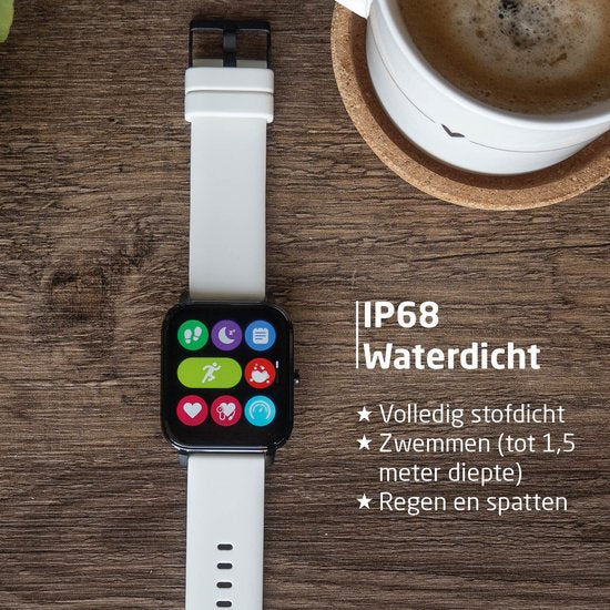 BREND Smartwatch voor Dames en Heren - Stappenteller, Bloeddrukmeter en Hartslagmeter - Sporthorloge - Waterdicht – Wit