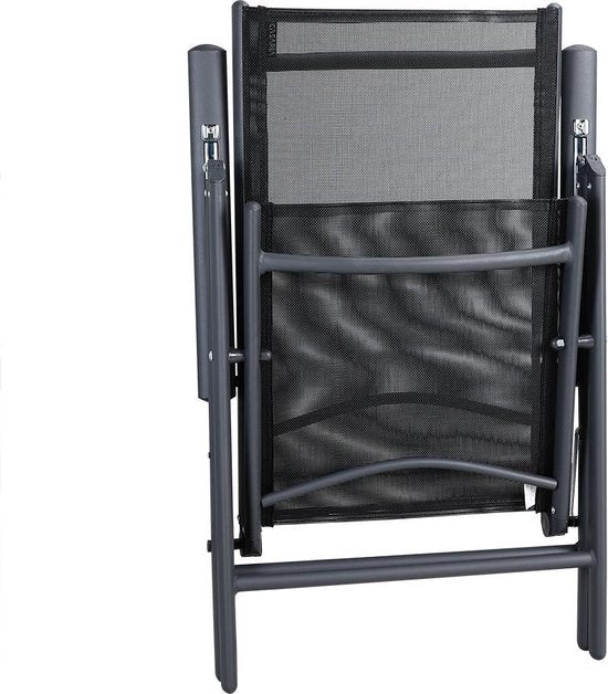Tuinset 6 + 1 Klapstoelen Tuintafel \/u2013 Aluminium 140x80cm - Grijs