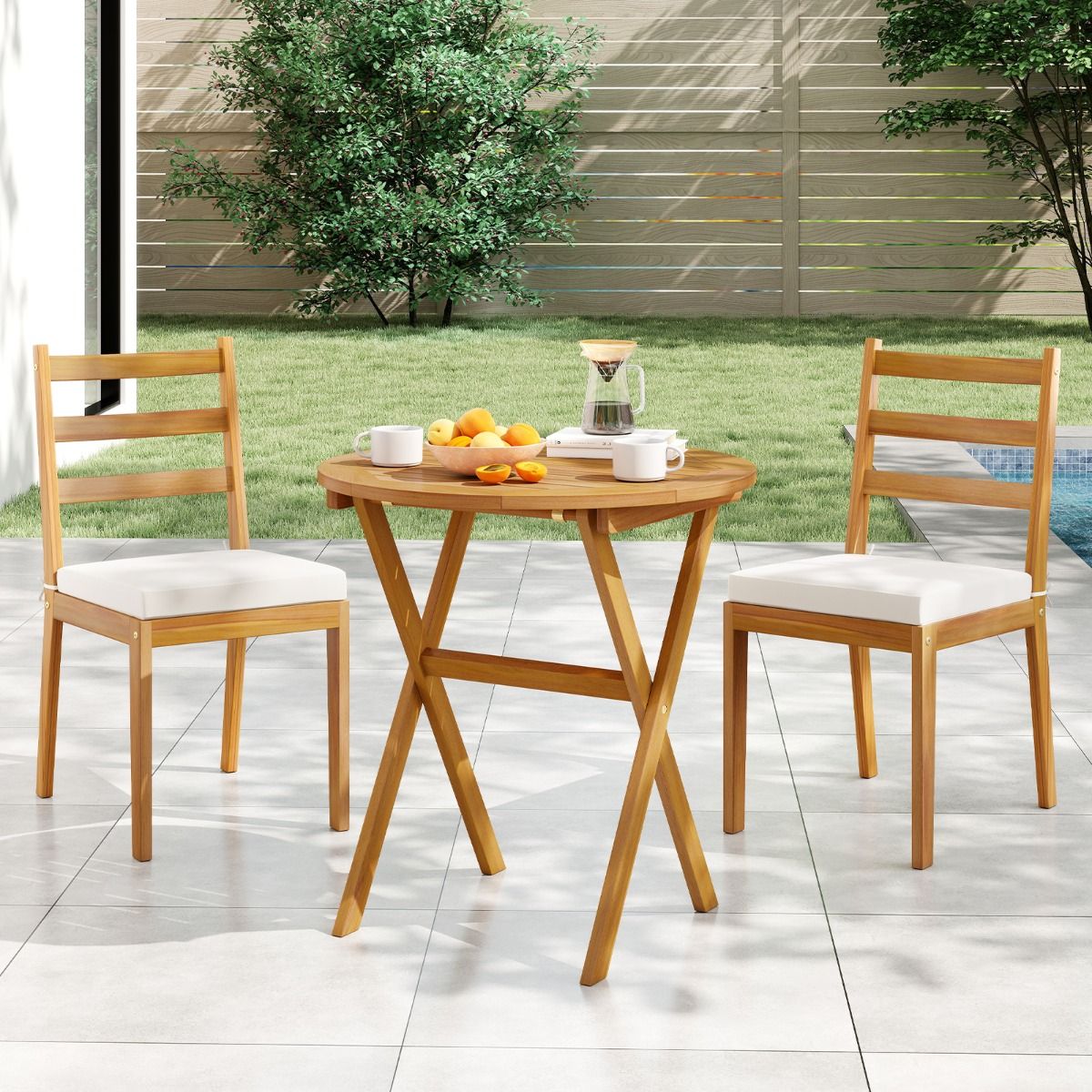 Coast ronde tuintafel - opvouwbaar - acaciahout - 67 cm - naturel