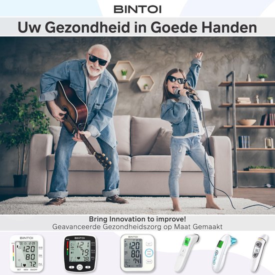 Bintoi® BXE100 - Bloeddrukmeter Pols - Hartslagmeter - USB Oplaadbaar - Incl. Opbergcase - 2 Gebruikers