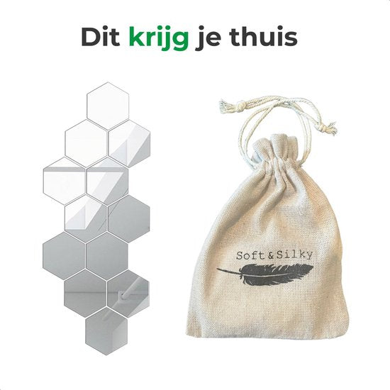 Soft&Silky 12 stukken plakspiegels - Hexagon vorm - 8x7x4cm