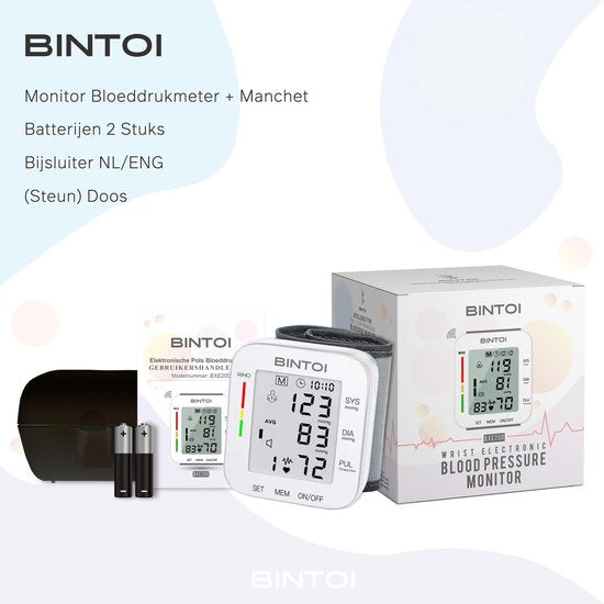 Bintoi® BXE200 - Bloeddrukmeter Pols - Hartslagmeter