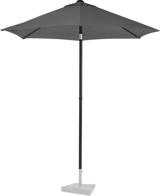 VONROC Premium Parasol Torbole – Ø200cm - Duurzame stokparasol – UV werend doek - Grijs – Incl. beschermhoes