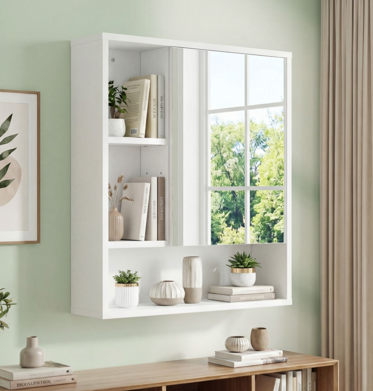 Coast Wandkast met Spiegel en Verstelbare Plank - 56 x 16 x 61 cm