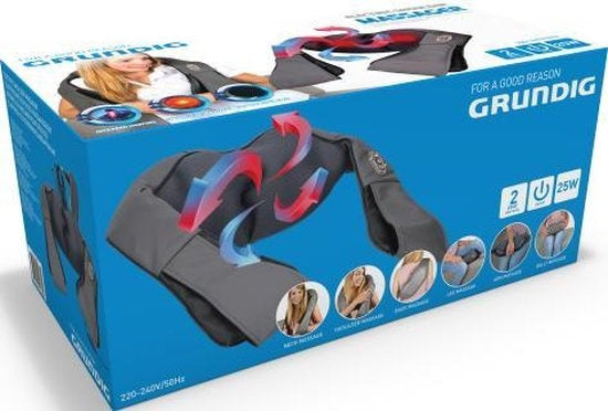 Grundig Elektrisch Shiatsu Massagekussen - Nekmassage Apparaat - 8 Massageknoppen - Warmtefunctie