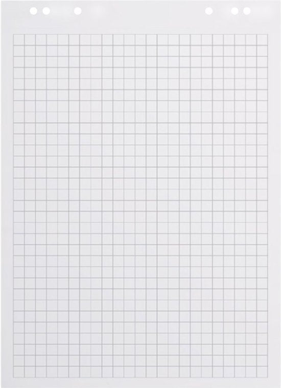 BRASQ Flipoverpapier - 65x98cm - Blanco/Ruit - 80 gram - flipover vellen - 50 vellen - Blanco vellen