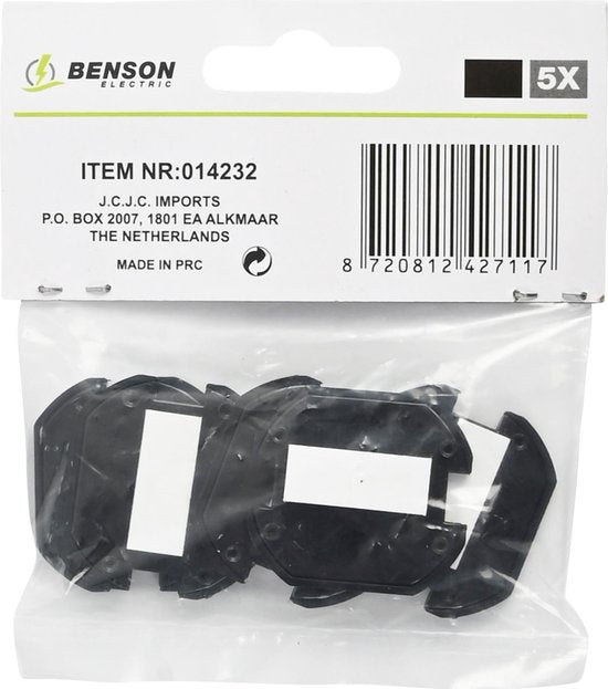 Benson Zwarte stopcontactbeveiligers - set van 5 - eenvoudige installatie - optimale bescherming