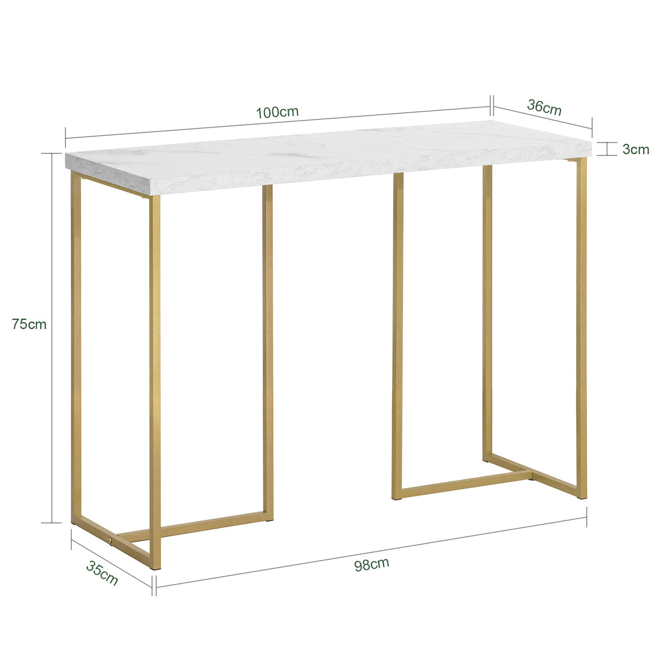 SoBuy Bijzettafel - Hoogwaardig - Ijzeren Frame -100 x 40 x 80 cm