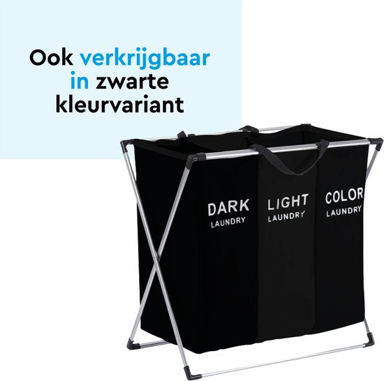 BRASQ Wasmand Opvouwbaar 3 vakken - Wassorteerder 65x39x60 cm - Wasbox Multi color - 118 Liter - Basket