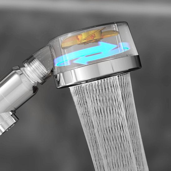 Telsell Aquadon EcoTornado - waterbesparende douchekop 2 Stuck Goud - Waterbesparende & drukverhogende douchekop - 360° draaibare handdouche - douchekop met antikalkfunctie - beschermt huid & haar