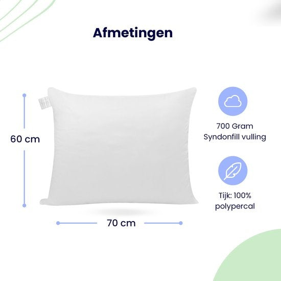 Soulsnooze Luxe Hoofdkussen - Set van 2 stuks - Medium - 60 x 70 cm - Aanpasbaar - Wit