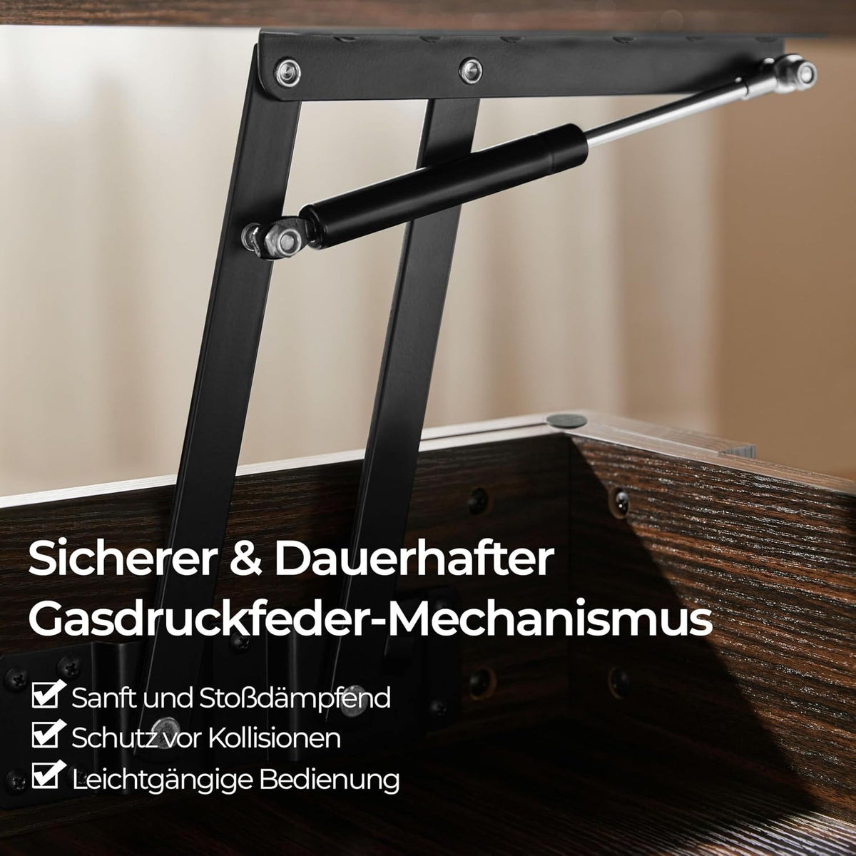 Yaheetech Salontafel 98 x 50 x 41,8 cm - Bruin - In Hoogte Verstelbaar - Uittrekbaar Tafelblad - Met Opbergruimte