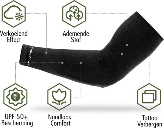 Travelhawk Arm Sleeves - Armstukken - Fietsen - Zonbescherming - 2 stuks - Wit - Maat L
