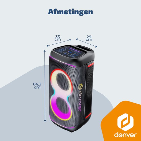 Denver Bluetooth Speaker Party box - Discolichten - Partybox - Incl Microfoon - Luidspreker - BPS370