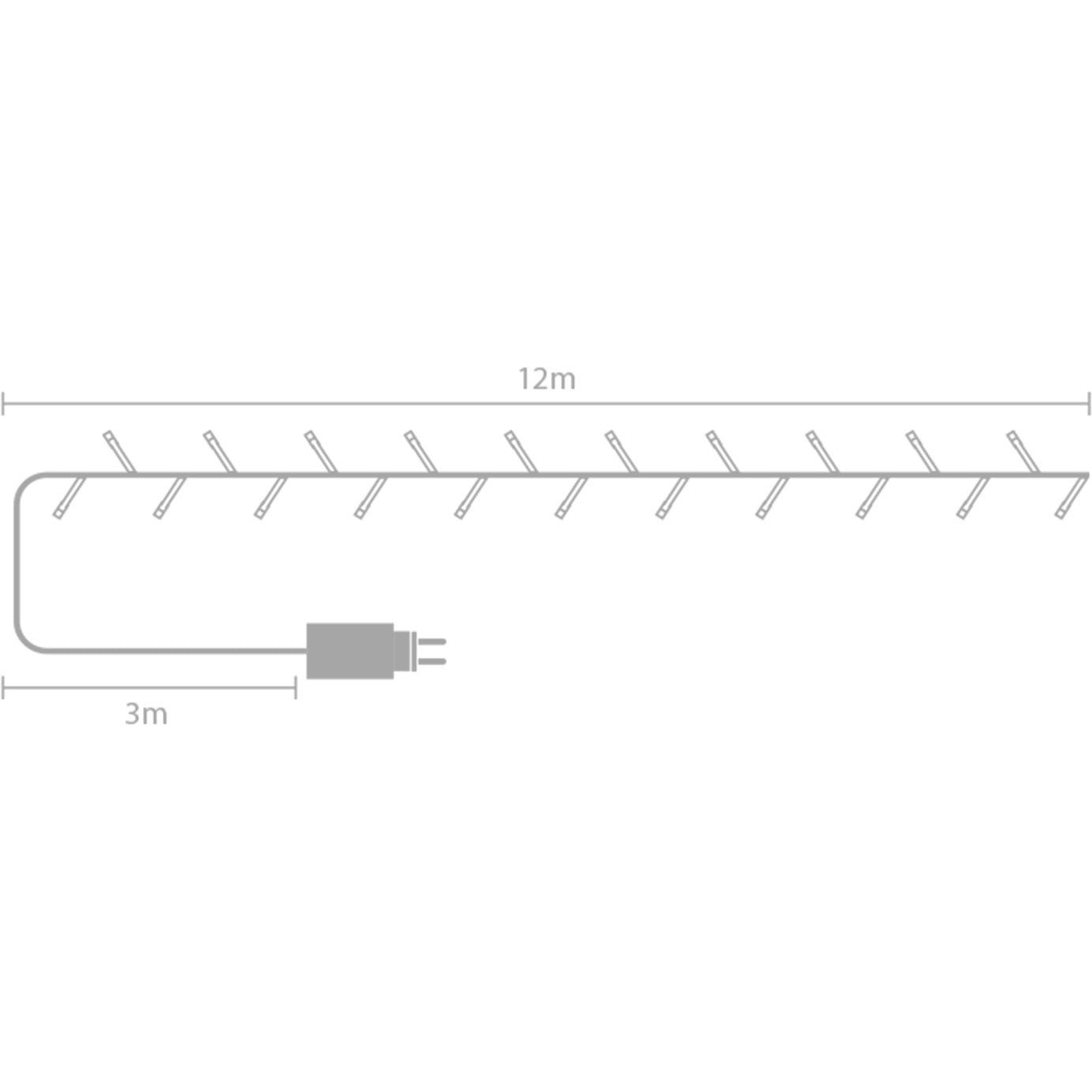 Wega LED, lichtslinger, 12 m, 80 leds, veelkleurig, groene kabel, voor binnen en buiten, 24 V