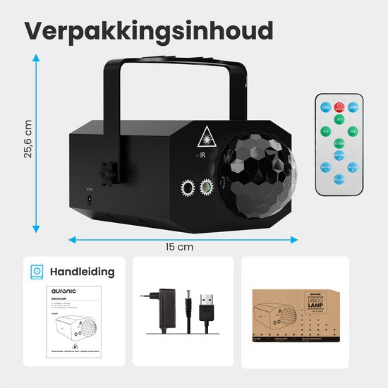Auronic LED Discolamp - Party laser - Kinderen - Feestverlichting - Disco licht - Afstandsbediening en Muziekgestuurd - 3 Meter Kabel