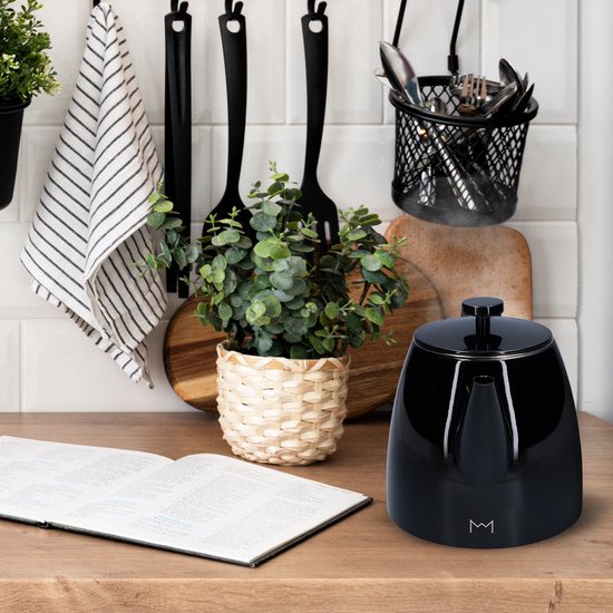 Vaja® Theepot Juliette met Filter - Dubbelwandig -Theekan 1.0L - Glimmend Zwart